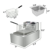 Zimtown 6L 2500W Electric Deep Fryer Commercial Tabletop Restaurant Frying Basket,Silver