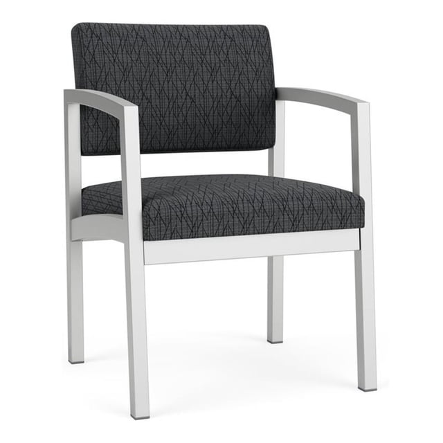 Fauteuil d'Appoint pour Réception et Salle d'Attente Lenox en Acier / Acier Argenté / Gris Foncé