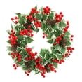 thumbnail image 2 of BOBOMOTI Christmas Wreath Decorations, Artificial Xmas Wreath Red Berry Wreath with Needles Leaves, for Indoor Outdoor Holiday Decor, 2 of 6