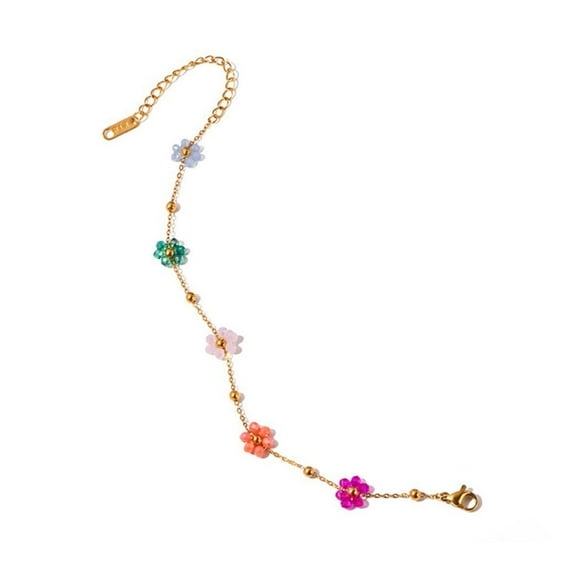WINDLAND Unique Crystal Flower Bracelet/Necklace Handmade Accessories Gold Color Beads Chain Choker/Handchain for Everyday Wear