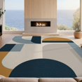 thumbnail image 2 of Design&I 8'x10' Washable Area Rug Beige Blue Geometric Balance and Design Elegant Interplay of Abstract Shapes Lines for Dining Room, Large Office, Lounge, Snag-Free, 2 of 7