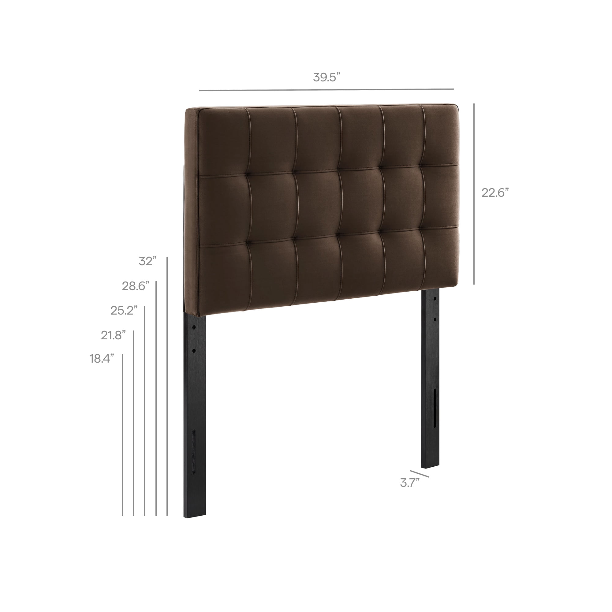 Lily Stain-Resistant Performance Velvet Twin Size Headboard in Chocolate Brown