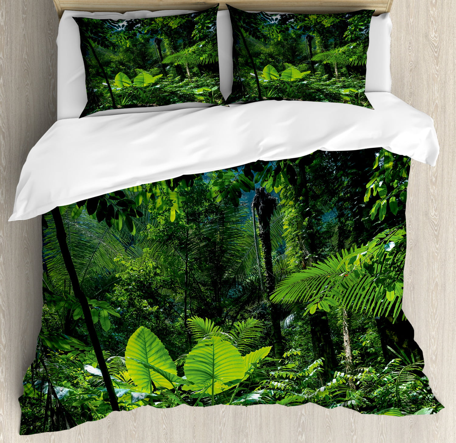 Plant Duvet Cover Set, Green Jungle Untouched Nature ...