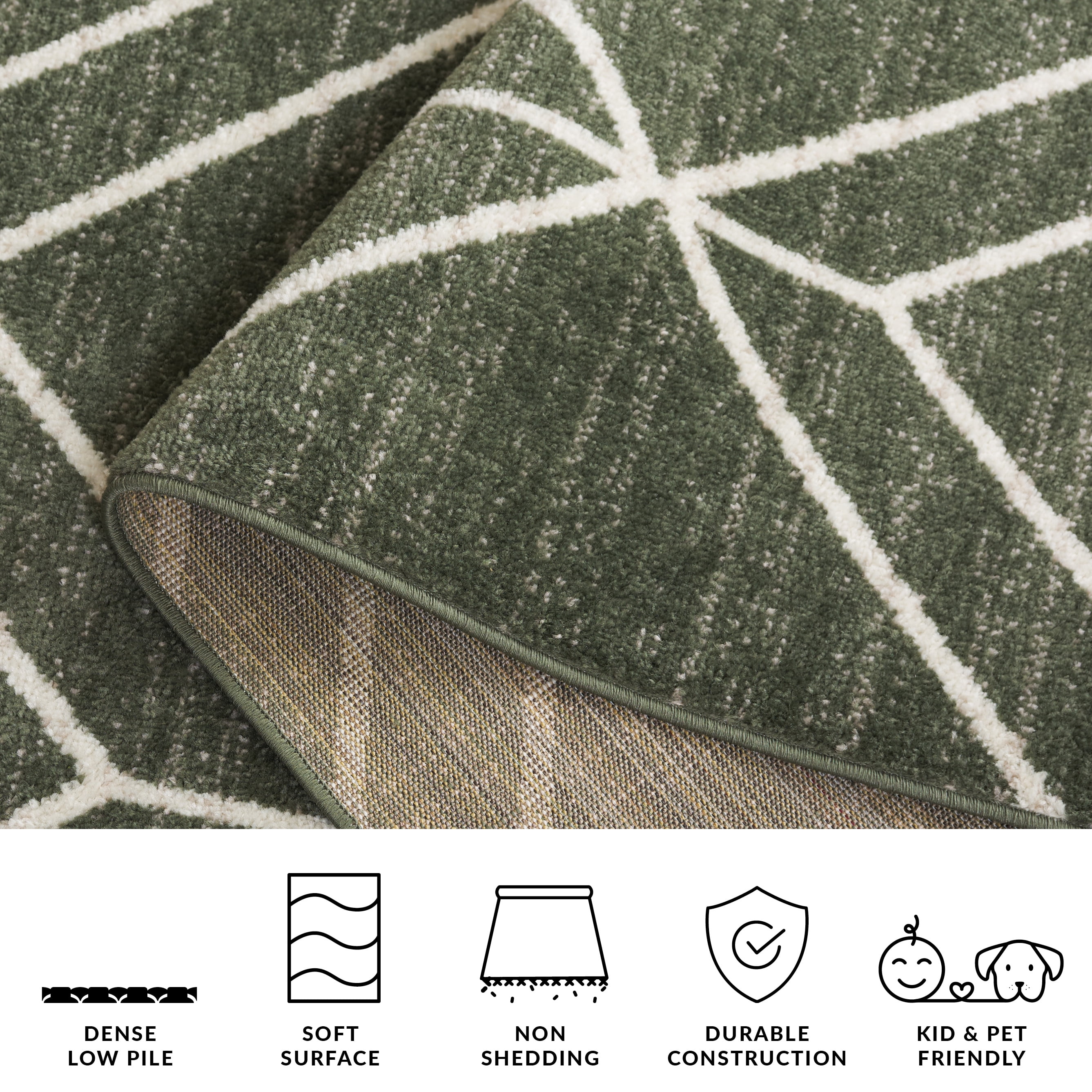 Safavieh Adirondack Caitriona Geometric Squares Area Rug, Dark Green/Ivory, 8' x 8' Square
