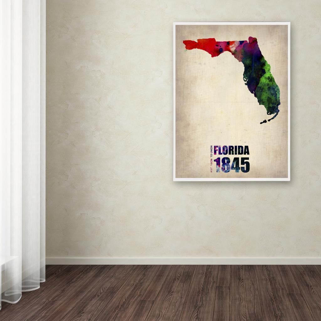 Trademark Fine Art "Florida Watercolor Map" Canvas Art by Naxart