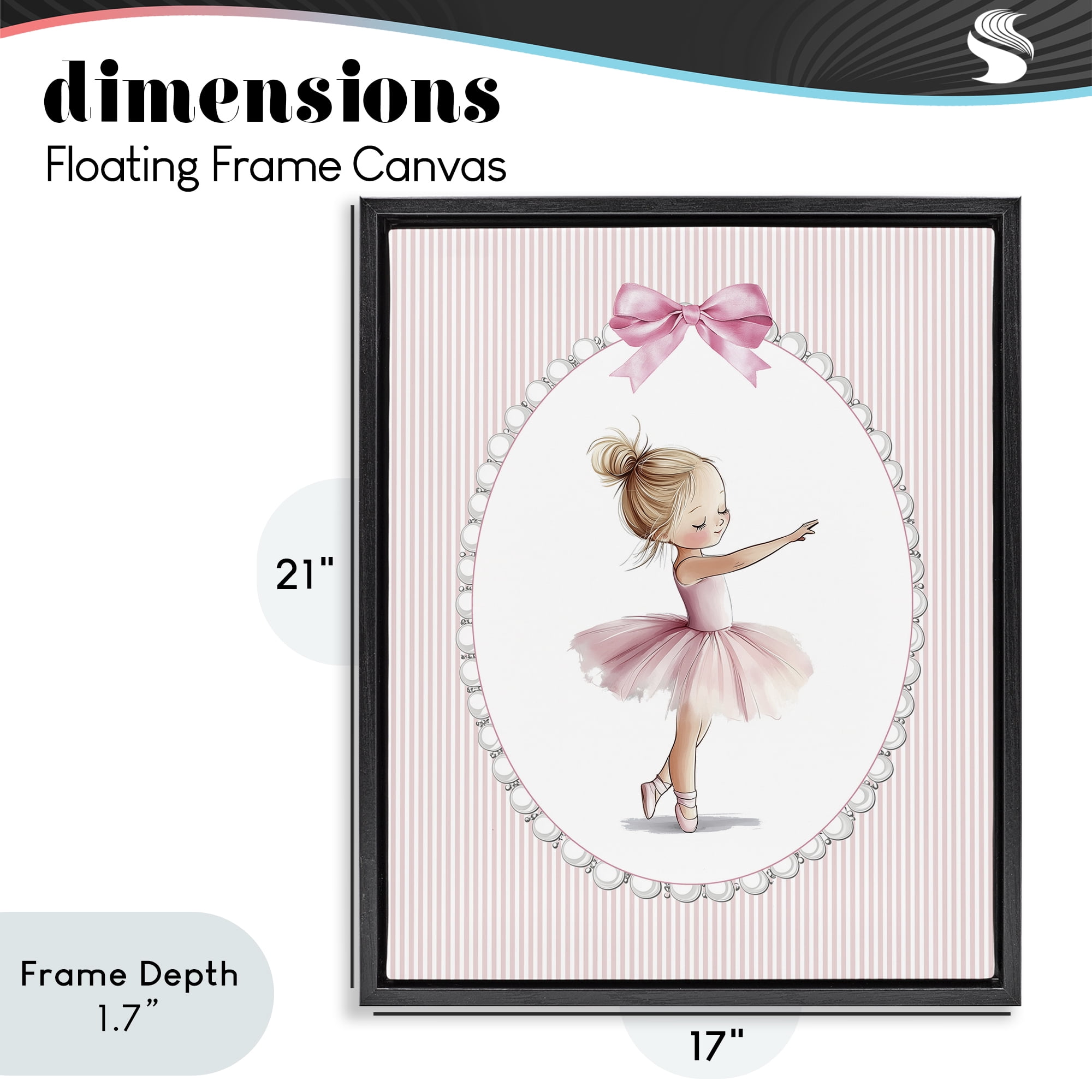 Stupell Industries Blush Pink Ballerina Black Framed Floater Canvas Wall Art, design by Christine Simpson Art