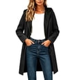 thumbnail image 4 of WIZUTIZ Women's Solid Color Wool Blend Hooded Coat Long Sleeve Loose Fit Lined Warm Winter Overcoat with External Pockets Casual Daily Outerwear, 4 of 7