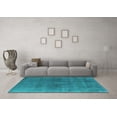 thumbnail image 3 of Ahgly Company Machine Washable Indoor Rectangle Oriental Turquoise Blue Industrial Area Rugs, 2' x 5', 3 of 4