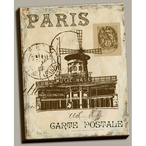 Canvas Paris France Postcard Collage Classic Travel Art Fashionable 11x14