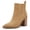 khaki, variant on Women  Ankle Boots with Chunky Mid-Heels, Pointed Toe, and Elastic Side Panels — Casual Western Style