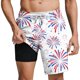 thumbnail image 3 of Ceisia Men's Fireworks Print Loose Fit Quick Dry Beach Shorts with Inner Lining Multicolor XL Gifts, 3 of 3