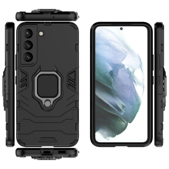 Compatible With Samsung Galaxy S24 Plus Phone Case Military Grade Drop Protection Hard PC Soft TPU Rugged Design Holder[Hidden Kickstand] Anti-Scratch Anti-Fingerprint Phone Case,Black