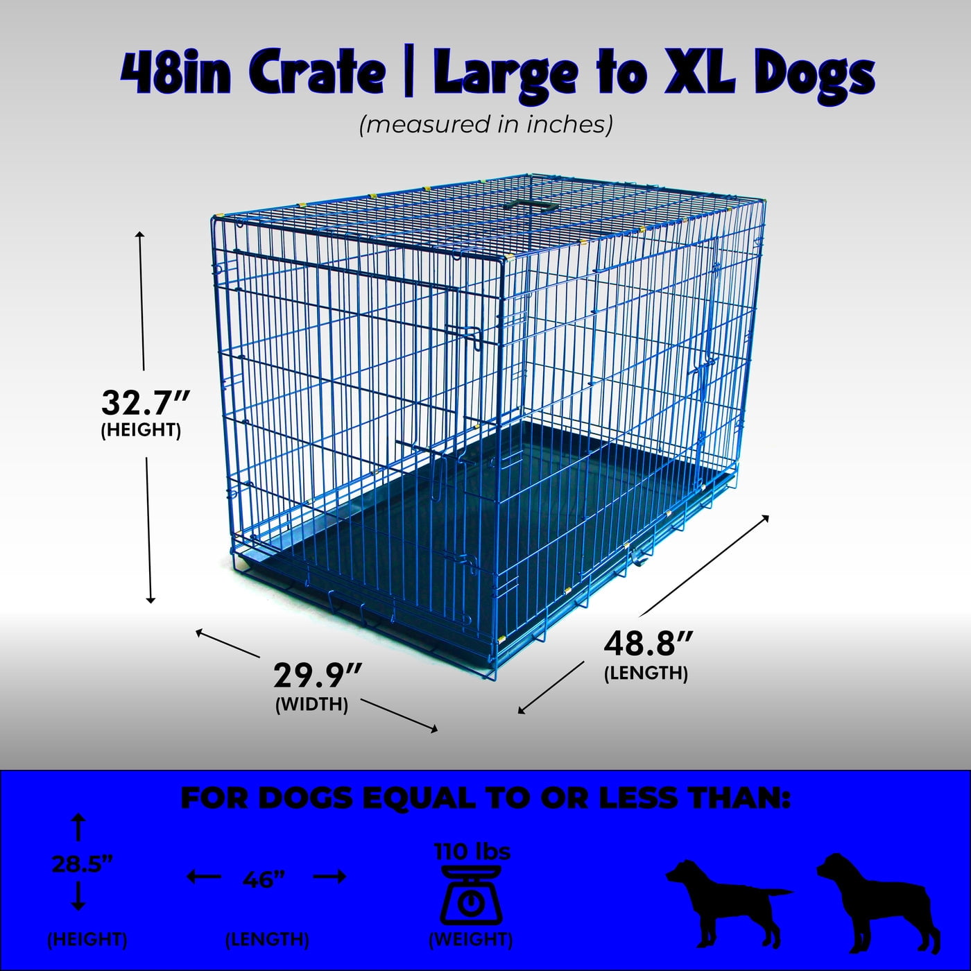 Pet Expressions 48 Inch Blue Colored Metal Wire Dog Crate - Available in Various Sizes and Colors