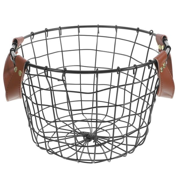 GOOHOCHY Cesta de almacenamiento de leña Cesta de almacenamiento de alambre Cesta de almacenamiento de leña con asa Cesta de alambre de metal