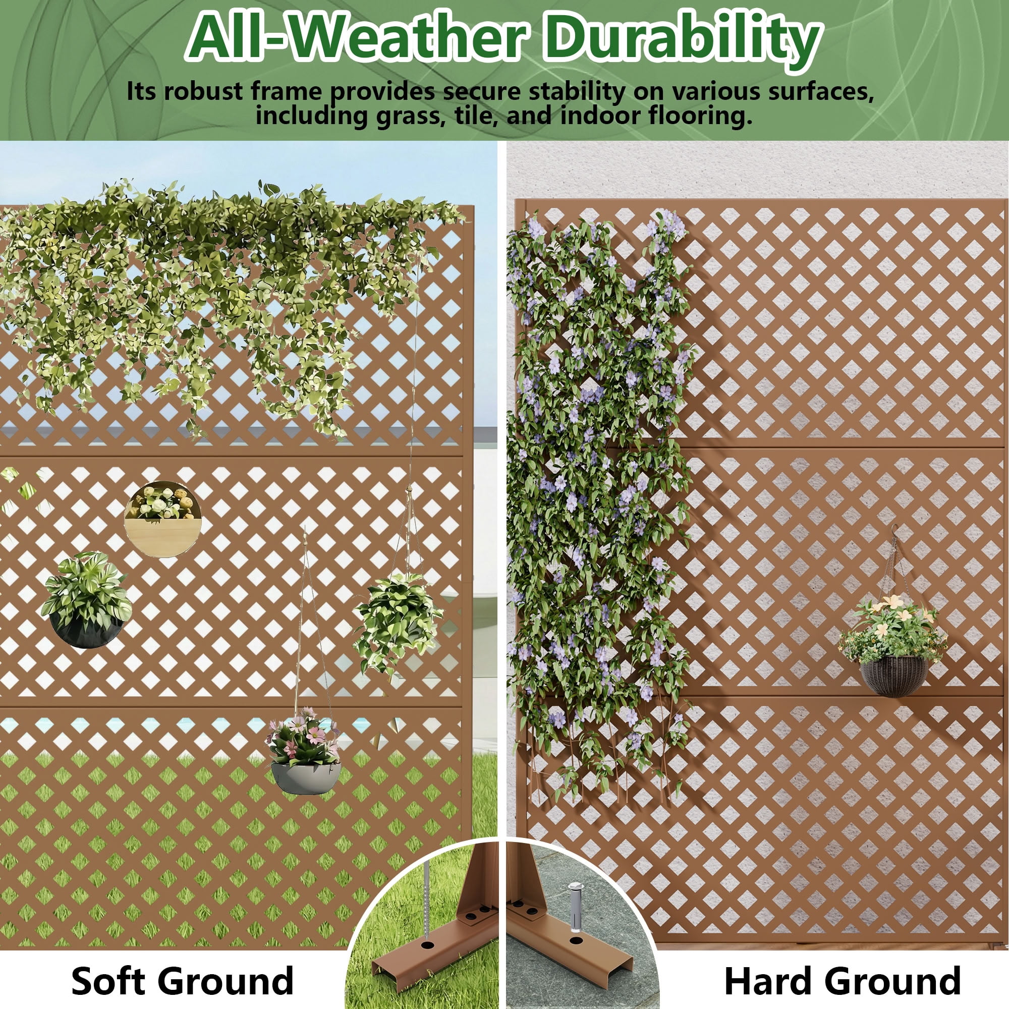 MAYEERTY 3 Panels Outdoor Privacy Screen, Metal Decorative Privacy Fence, 2 pcs Privacy Panel for Patio, Balcony, Backyard, Garden