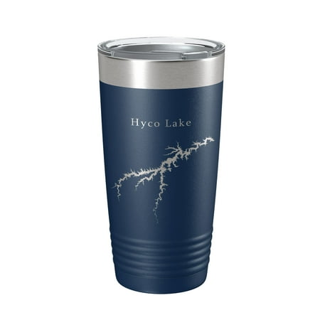 

Hyco Lake Map Tumbler Travel Mug Insulated Laser Engraved Coffee Cup North Carolina 20 oz Navy Blue