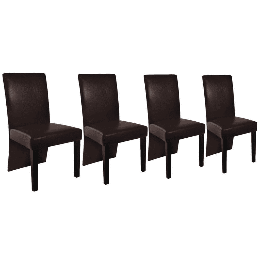 Vidaxl 4 Artificial Leather Wooden Dining Chair Brown Com
