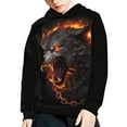 thumbnail image 5 of Xoenoiee Fiery Wolf Pattern Boys Sweatshirt Pullover Hoodies for Kids Long Sleeve Hooded Sweater for Fall Winter Athleticwear with Kangaroo Pocket Warm Tops, L, 5 of 7