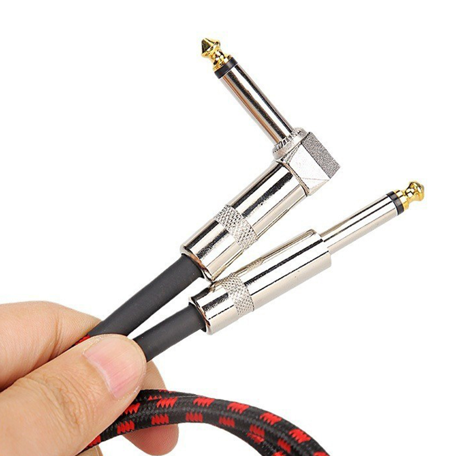 Nylon Guitar Cable 1/4inch Electric Guitar Cord Right Angled Electric Guitar Cable 6.35mm Plugs Instrument Cable for Basses