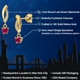 thumbnail image 2 of Gem Stone King 10K Yellow Gold Red Created Ruby and Lab Grown Diamond Dangle Earrings for Women | 0.65 Cttw | Gemstone July Birthstone | Heart Shape 4MM, 2 of 6