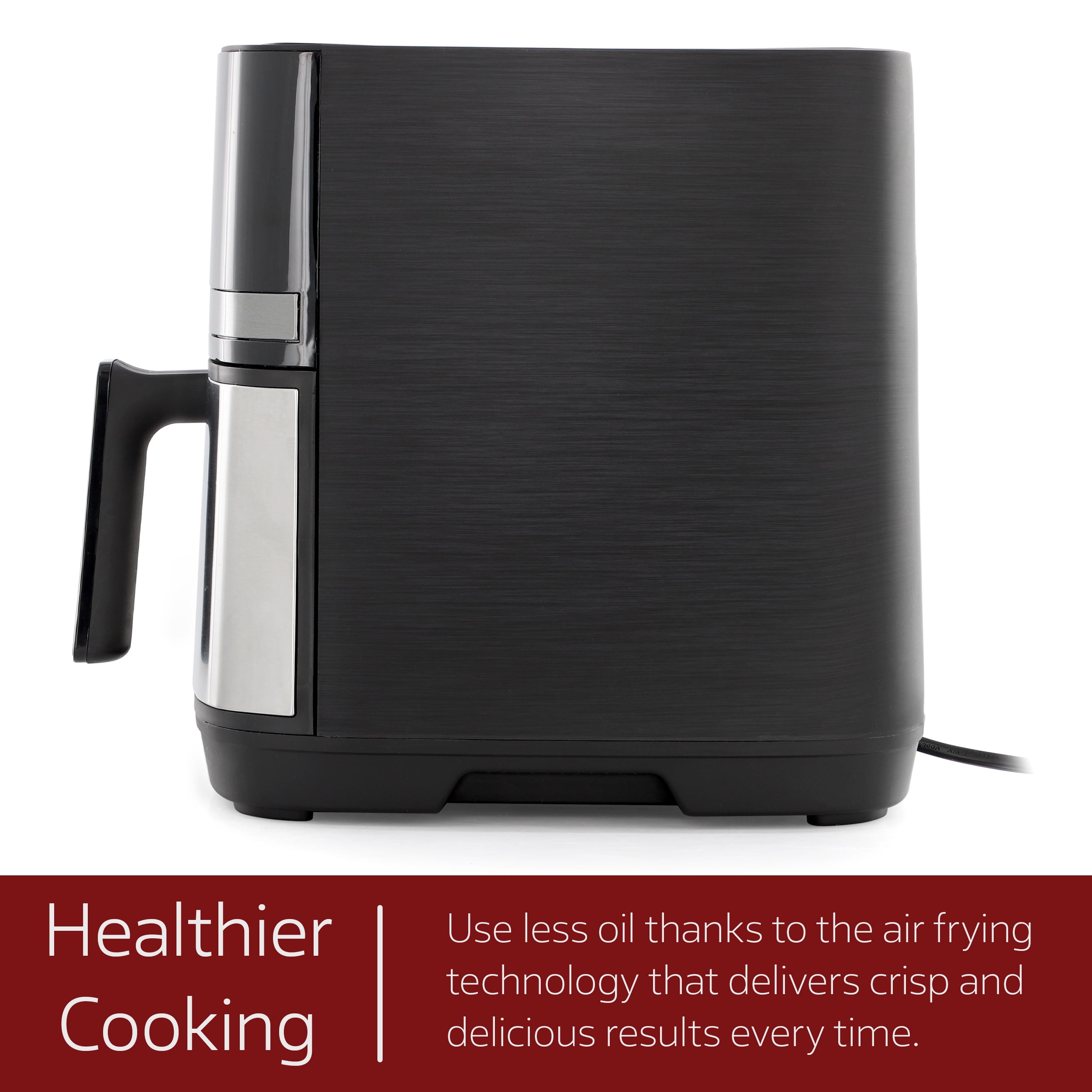 MegaChef 8.5 Quart Bundle Electric Air Fryer in Black and Stainless Steel with 125 Piece Paper Liners