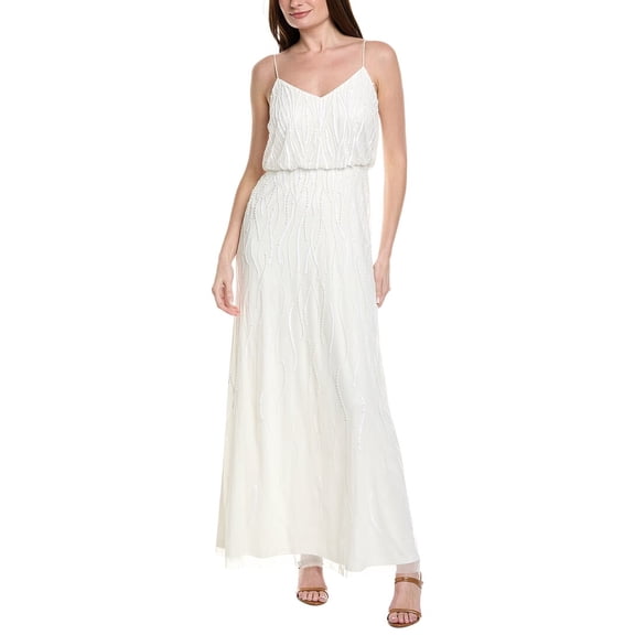 Adrianna Papell womens  Long Beaded Dress, 14, White