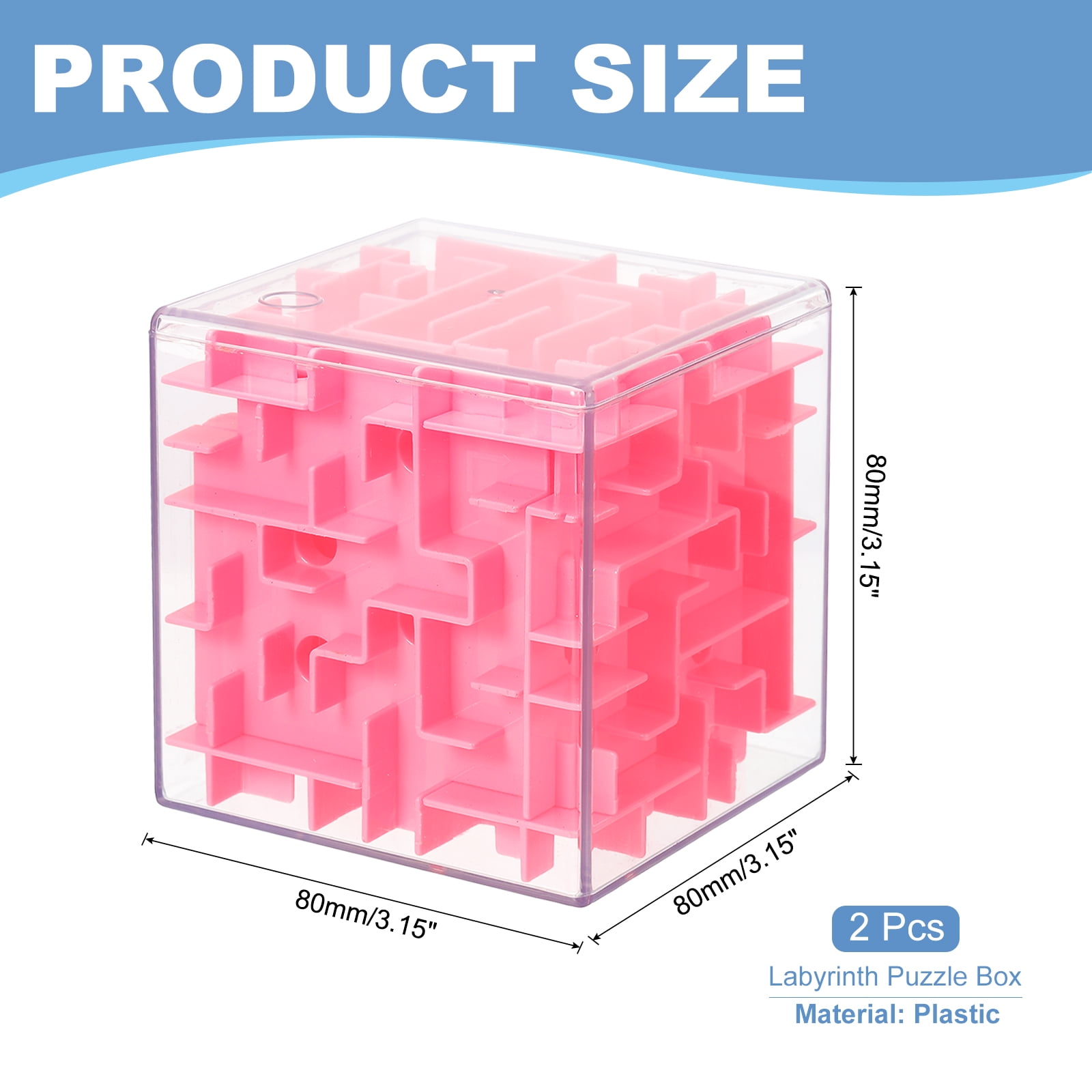 Uxcell Labyrinth Puzzle Box, 2 Pcs Puzzle Cube Funny Labyrinth Game Puzzle Box Mind Teasers Leisure Toys for Adults Birthday Gifts Party Favors, Pink