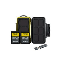 Sony 128GB SF-M Series High-Speed Tough SD Card (2-Pack) Bundle with SD Card Reader and Memory Storage Carrying Case (3 Items)