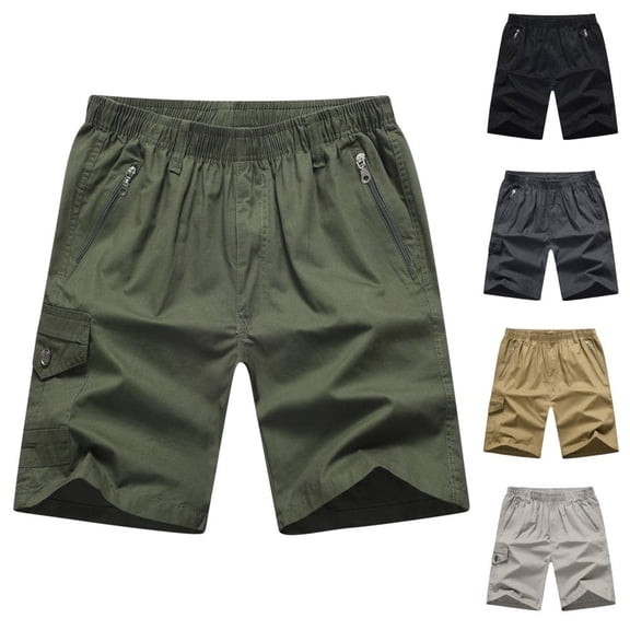 Bxsruta Men's Big and Tall Workwear Shorts with Multiple Pockets for Outdoor Casual Utility, Soft Polyester, Easy Care