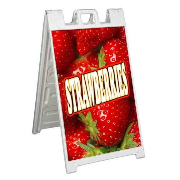 Strawberries (24" X 36") Standard A-Frame Signicade, Includes Decal Applied To Stand