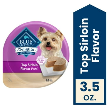 Pack of 2 Blue Buffalo Delights Small Breed Natural Pate Wet Dog Food Top Sirloin, 3.5 oz (Package May Vary)