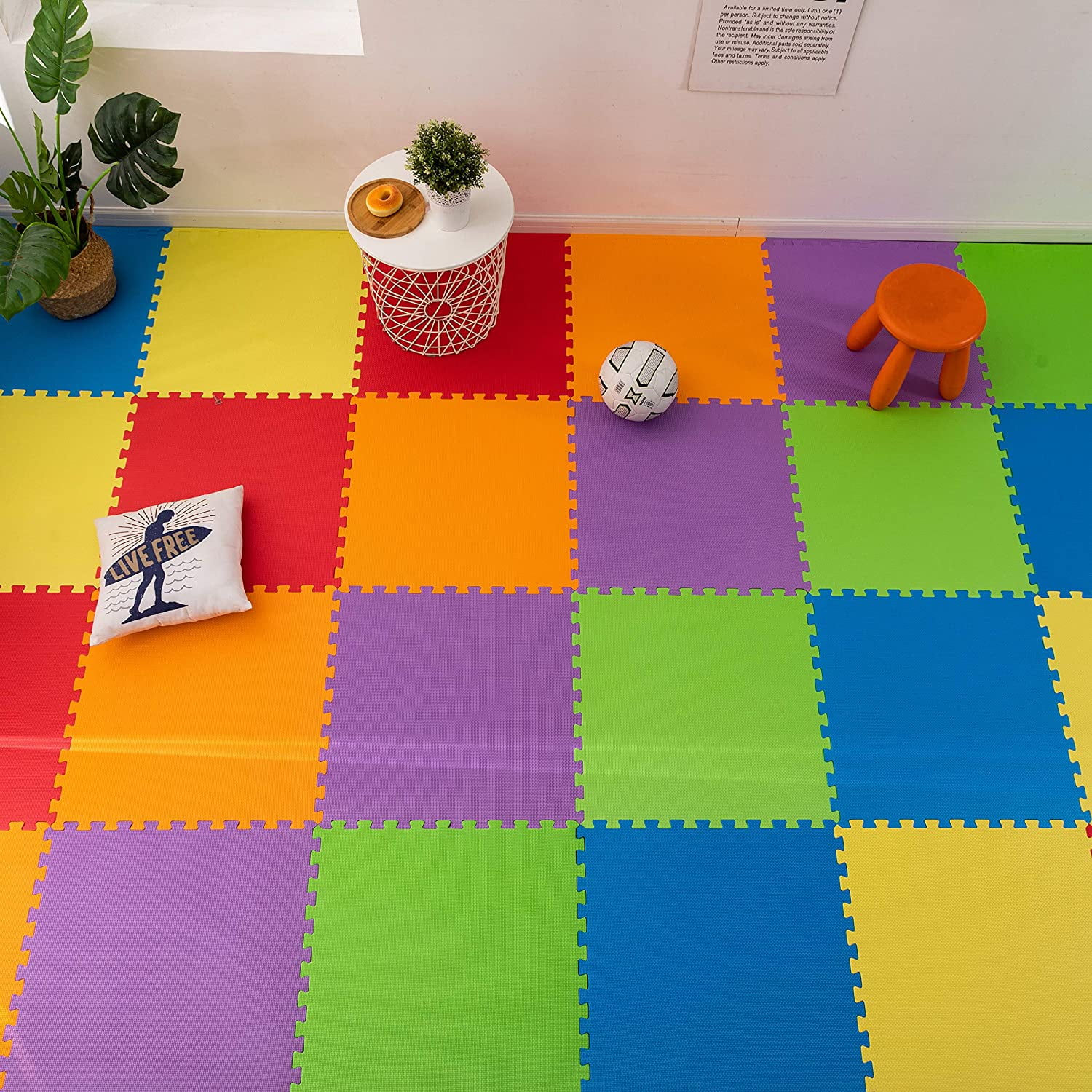 Ottomanson Multipurpose Interlocking Puzzle Eva Foam Tiles Multicolor 