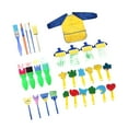 thumbnail image 4 of Esponjas de pintura para niños, juego de pinceles de esponja para pintar para niños, sellos de pinceles para pintar DIY, con delantal impermeable para, 4 of 8