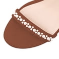 thumbnail image 4 of FSJ Women Elegant Pearls Single Strap Crystal Block Heels Sandals Round Open Toe Ankle Buckle Strap Sandals Sexy Wedding Evening Shoes Size 15 Brown, 4 of 5
