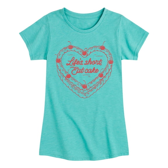 Instant Message - Eat Cake Heart - Toddler And Youth Girls Fitted Short Sleeve Graphic T-Shirt
