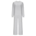 thumbnail image 6 of Dazajoo 2 Piece Sets for Women Fall Casual Long Sleeve Shirts and Drawstring Wide Leg Pants Tracksuits Jogging Suits Matching Clothing,Gray,S, 6 of 9