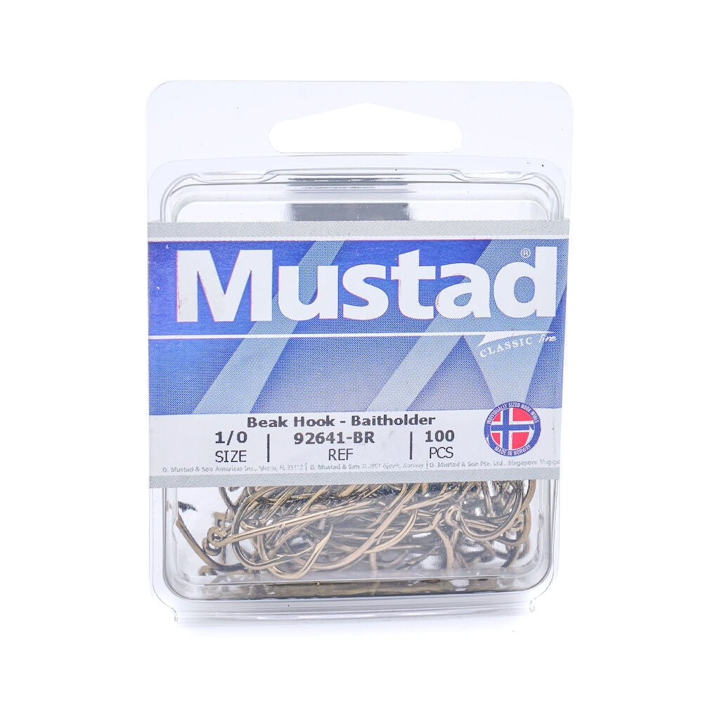 Mustad Down Eye Baitholder Hook (Black Nickel) - #1 10pc 