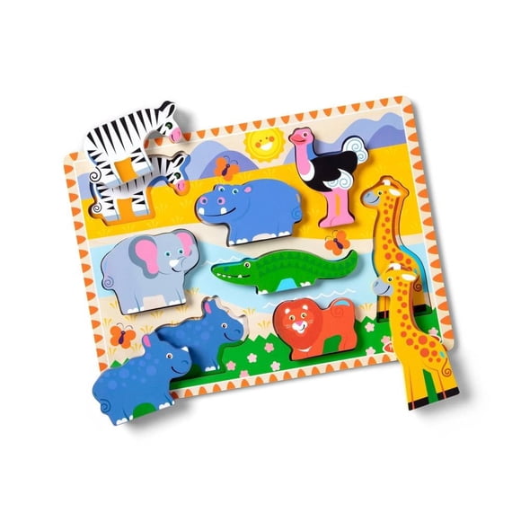 Rompecabezas de madera Melissa & Doug SpinMaster con figuras de Safari de 8 piezas