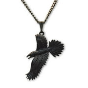 Black Raven Black Crow Gothic Pewter Pendant Necklace by Real Metal Jewelry NK-617