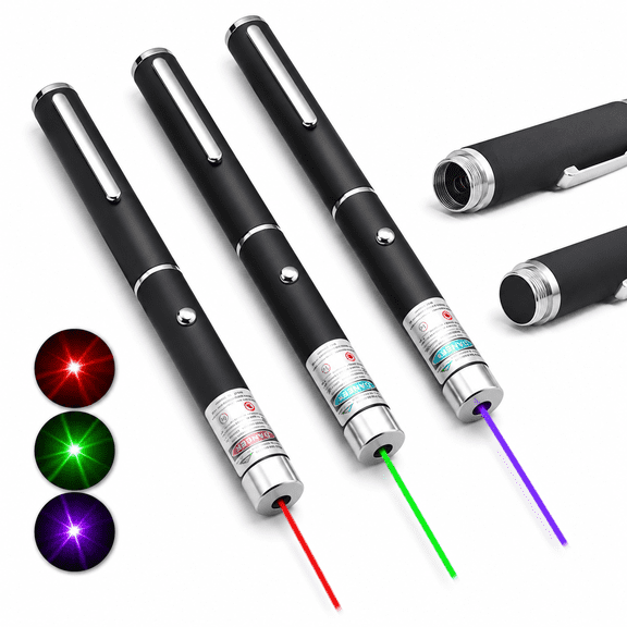 3 Pcs Laser Pointer for Cats Dogs Cats Laser Pointer Pet Interactive Toys Laser Presentation Remotes Red Green Purple Light (3 PCS Pack Color Mixed,Without Battery)