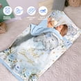 thumbnail image 4 of Kainsy Custom Name Toddler Nap Mat for Daycare Cot Bedding - Personalized Baby Boys Kids Nap Mats with Pillow Blanket Preschool Kindergarten Children Sleeping Bag Easy Carry Blue Elephant, 4 of 9