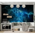 thumbnail image 3 of Tiptophomedecor Abstract Wallpaper Wall Mural - Blue Lightning Bolts, 3 of 7