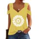 thumbnail image 1 of Fiudx Ropa de Mujer Blusas Plegables con Cuello En V para Mujer, Camisas con Hombros Descubiertos, Top de Manga Corta Estampado, 1 of 4