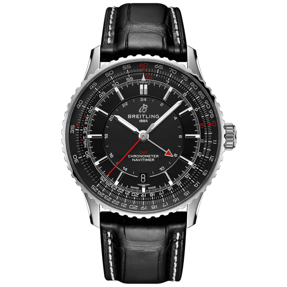 Breitling Navitimer Automatic 41 GMT Black Dial Leather Strap Men's Watch A32310251B1P1