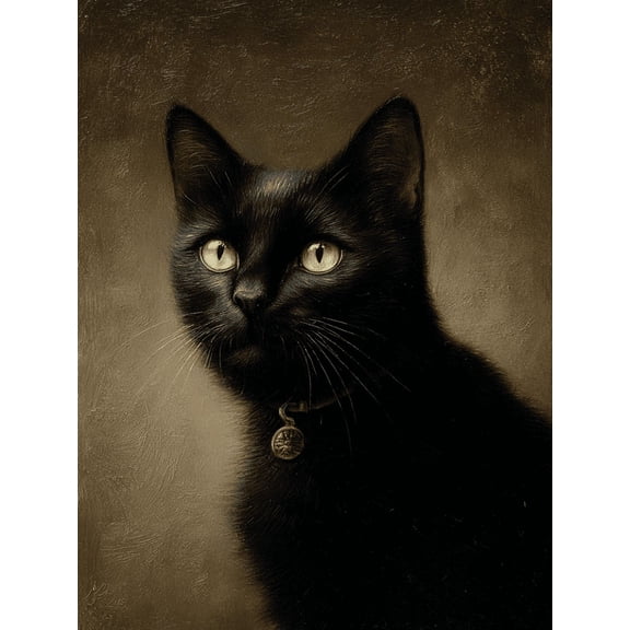 UXIEQU Black Cat Portrait Canvas Wall Art Print 15.75x11.81 Inches