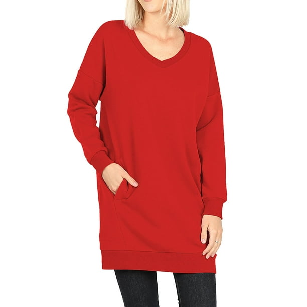 women's oversized v neck sweatshirts