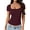 Short Sleeve-Burgundy, variant on MOYIKO Square Neck Short Sleeve Shirts for Women Fitted Tees Tops