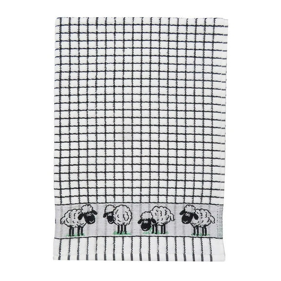 Poli-Dri Cotton Tea Towel Kitchen Towel Black Sheep 2-Pack White/Black