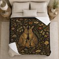 thumbnail image 5 of Woodland Rabbit Family Autumn Wildflowers, Peaceful Woodland Scene, Warm Flannel Blanket for Cabin and Lodge, Wildlife Lovers Thanksgiving Gift, Botanical Home Decor, 5 of 9