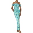 thumbnail image 4 of PRETTYGARDEN Women's Floral Maxi Dress 2025 Summer Off Shoulder Mesh Elegant Cocktail Party Ruched Bodycon Dresses, 4 of 8